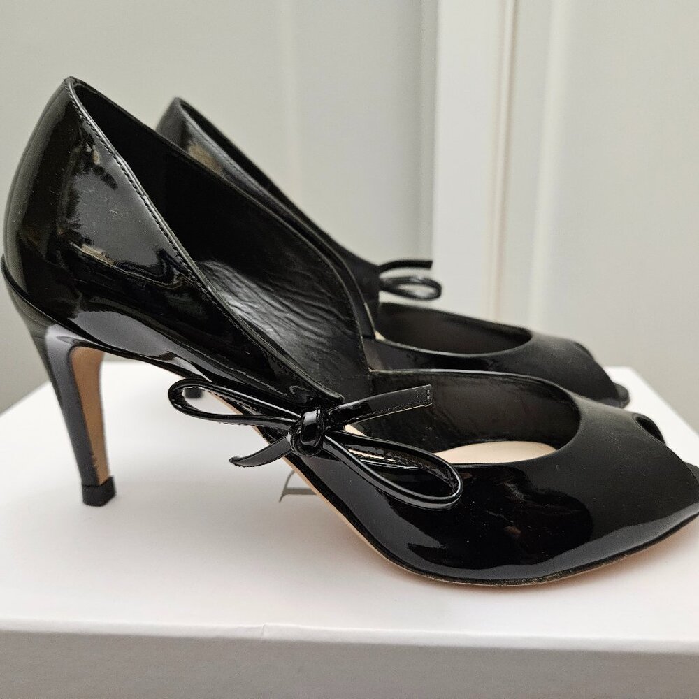 Dior Double Jeu Black Peep Toe Pumps, Sz 37